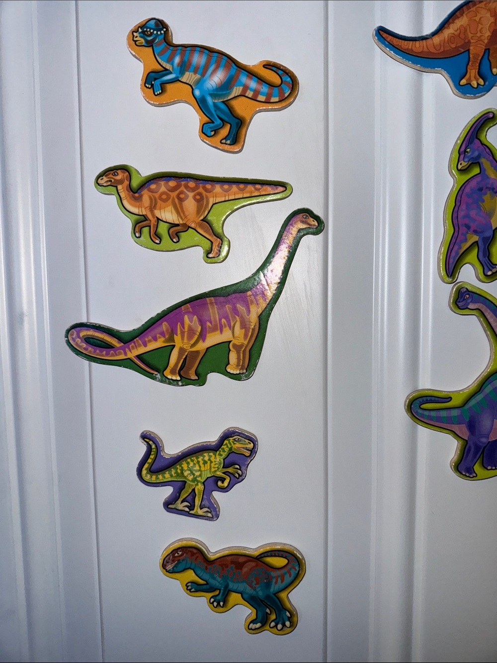 Colorful Magnetic Dinosaur Stickers - Purple & Green
